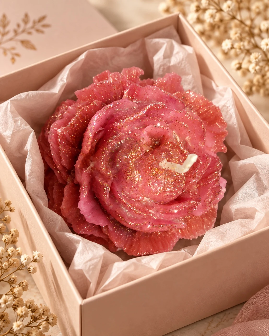 Mise en scène fournie d’une fleur en coffret